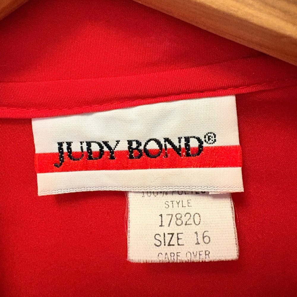 Vintage Judy Bond Red Button-Up Blouse Style 17820 Size 16 - Picture 5 of 11